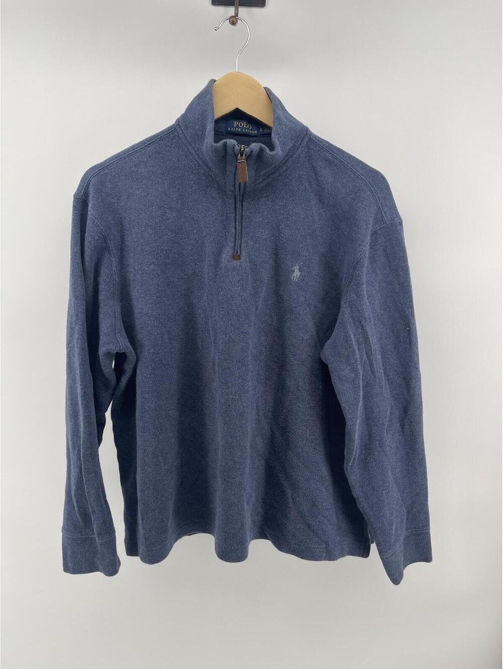 Polo Ralph Lauren Men Large 1/4 Zip Pullover Blue Sweater